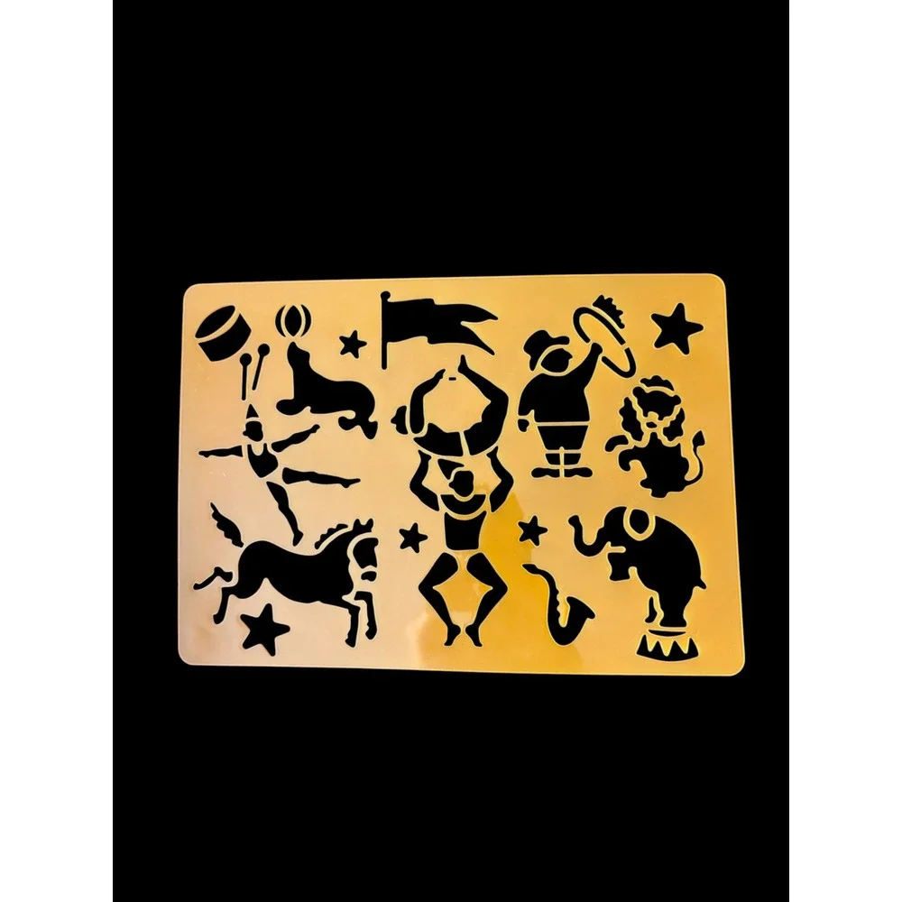 Circus Stencil Elephant Lion Horse Acrobat Juggler Reusable Plastic Template